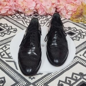 VITO RUFOLO Black Leather Wing Tip Oxfords Mens Size 8.5 M Italy